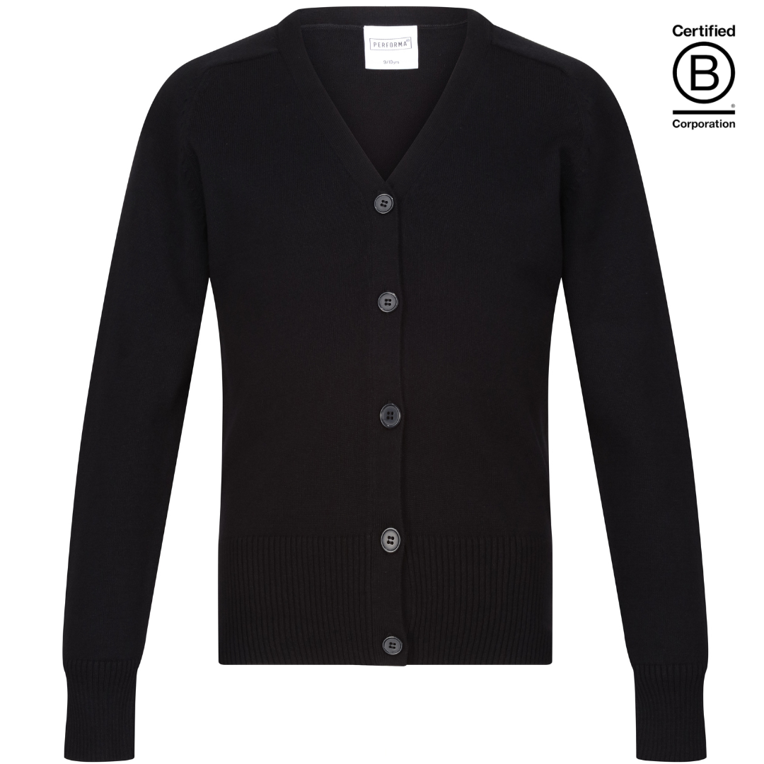Black Girls Performa 100% Cotton Plain sustainable School Cardigan - ethical school uniform