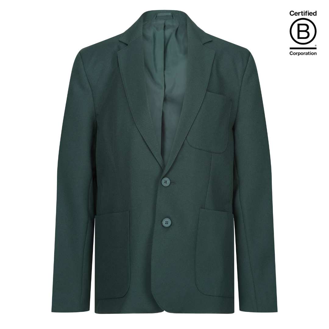 Bottle green unisex gender neutral sustainable eco school blazer - ethical school uniform