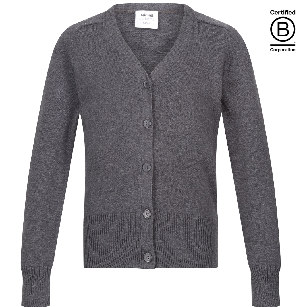 Grey Girls Performa 100% Cotton Plain sustainable School Cardigan - ethical school uniform