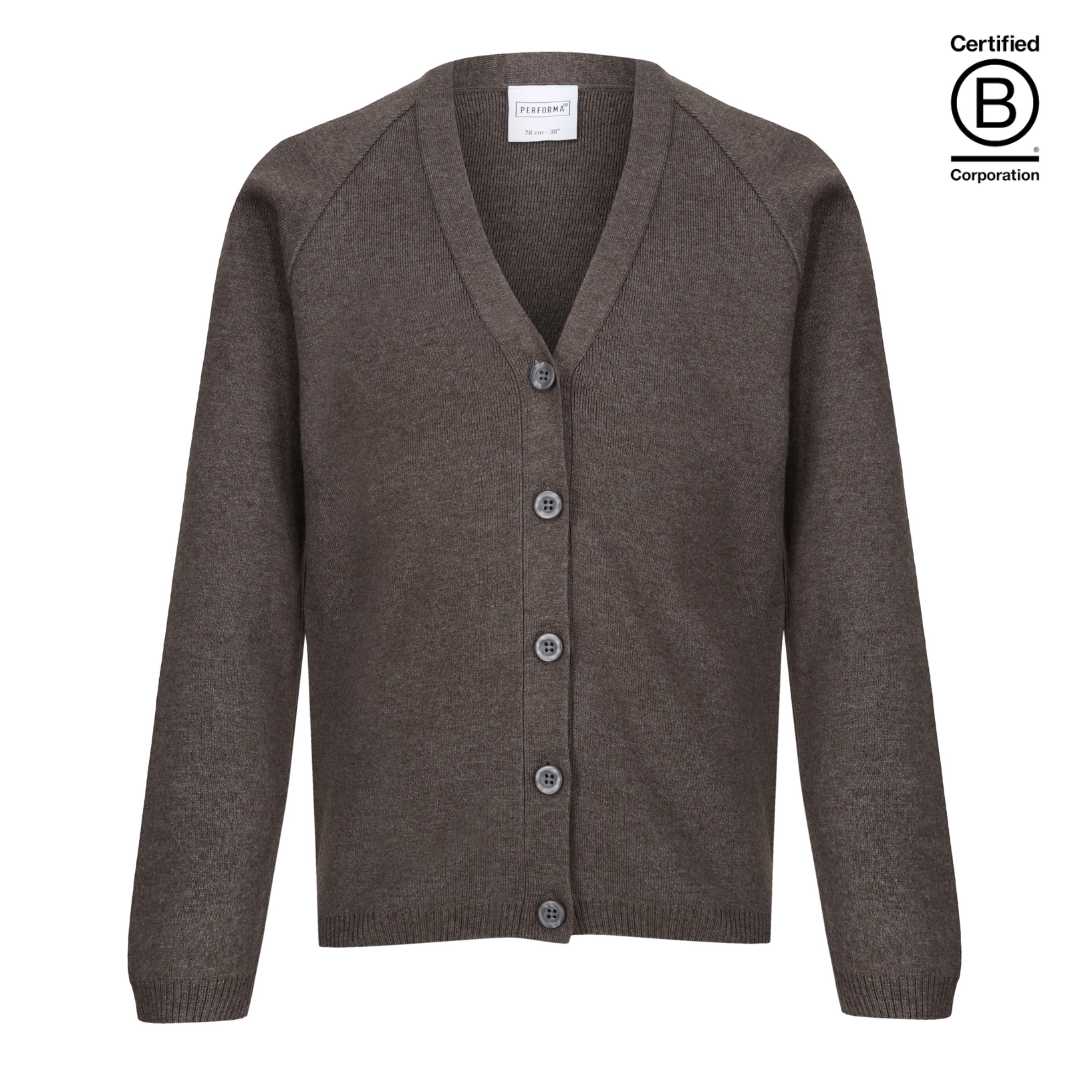 Grey Performa 50 plain sustainable gender neutral unisex school cardigan - ethical school uniform