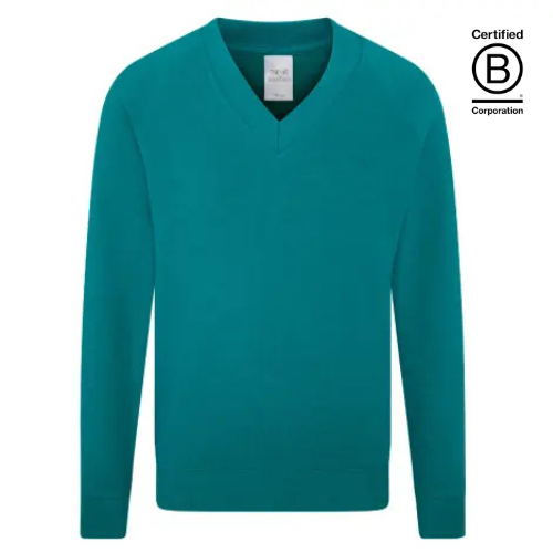 Jade green v-neck school jumper