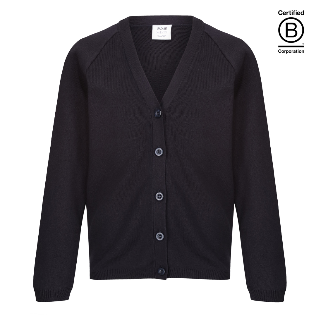 Light navy Performa 50 plain sustainable gender neutral unisex school cardigan - ethical school uniform