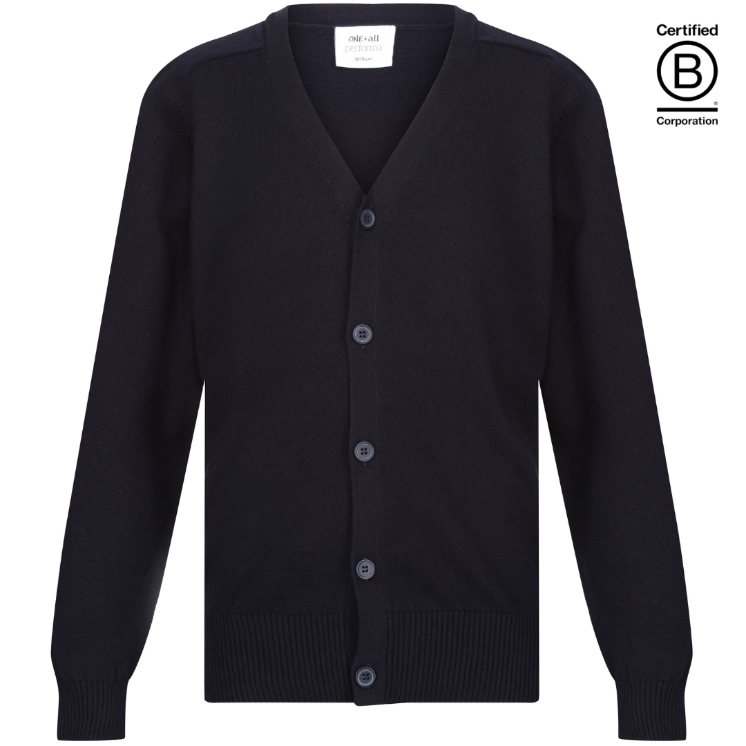Navy Boys unisex gender neutral Performa 100% Cotton Plain sustainable School Cardigan - ethical school uniform