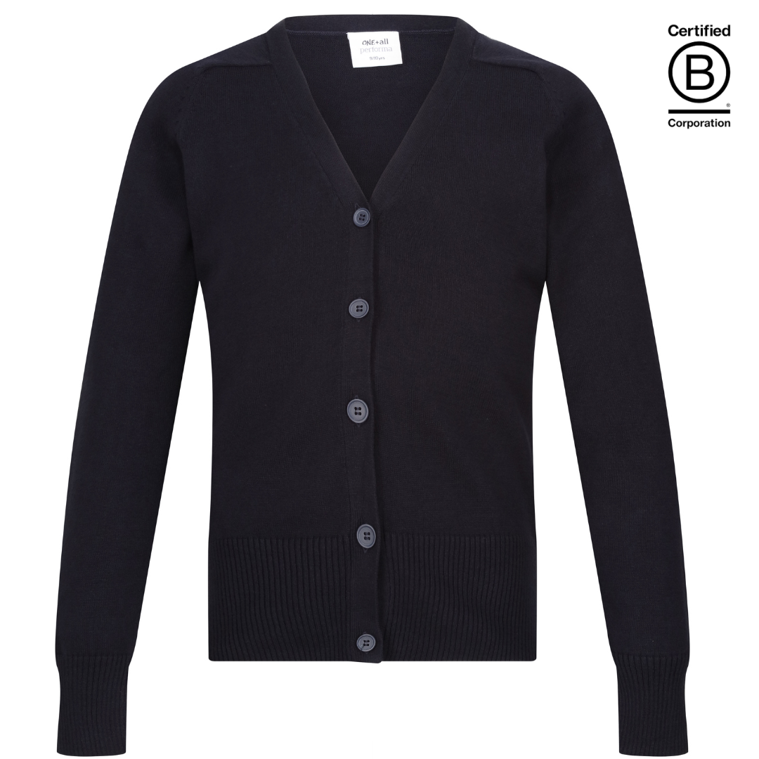 Navy Girls Performa 100% Cotton Plain sustainable School Cardigan - ethical school uniform