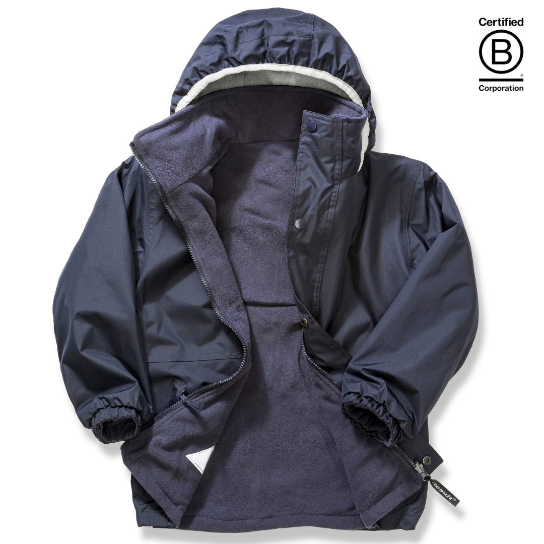 Reversible kids waterproof school coat