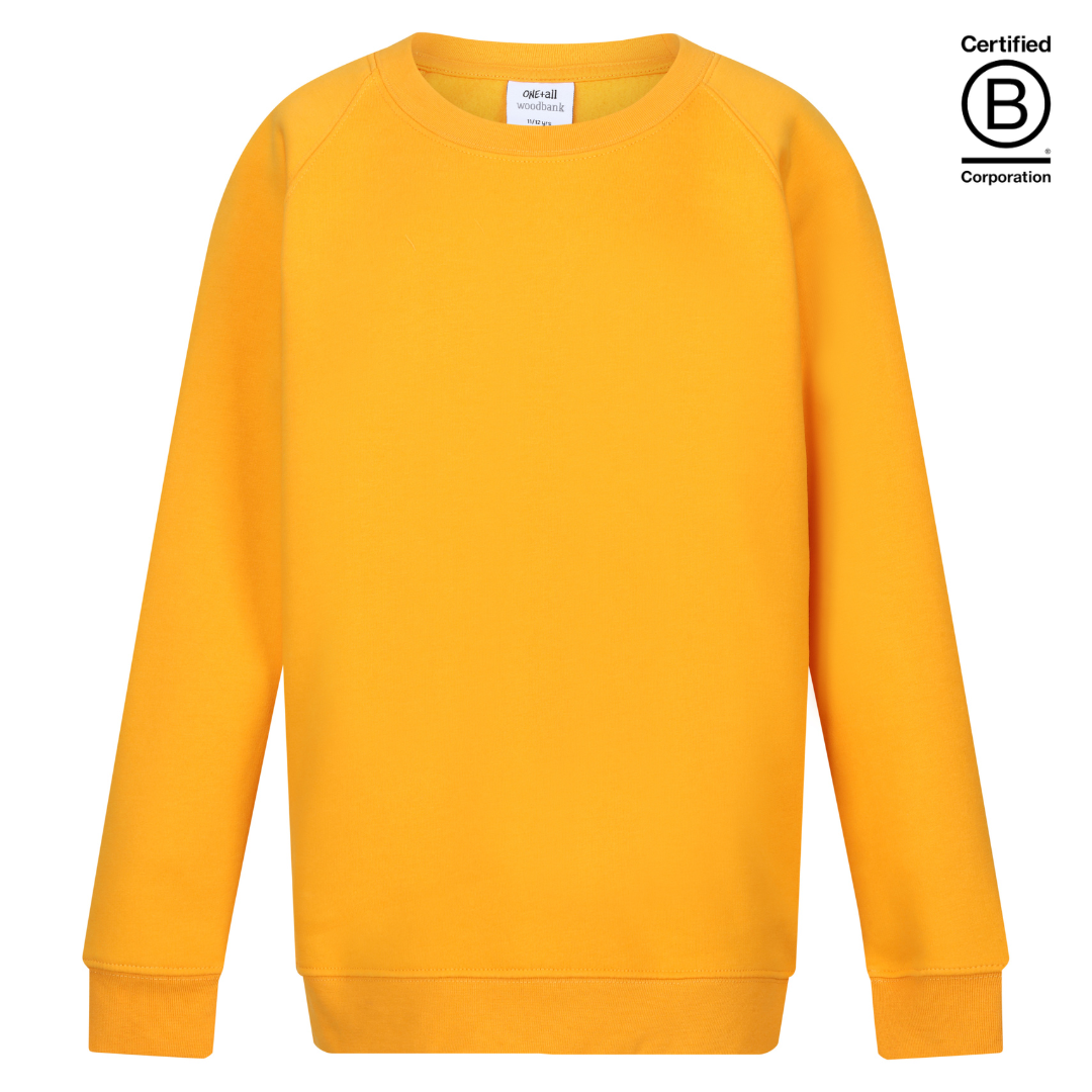 amber yellow plain crew round neck school sweatshirt jumper