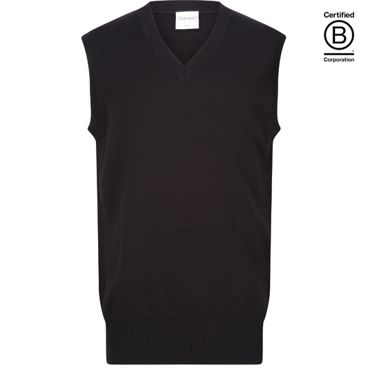 black boys unisex gender neutral 100% cotton v-neck school tank top school slipover ethical school uniform