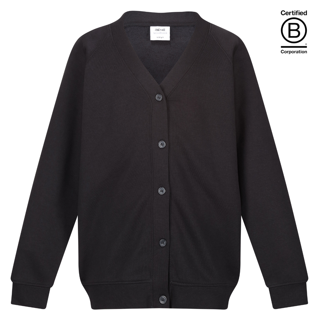 black sustainable plain school unisex sweatshirt cardigan