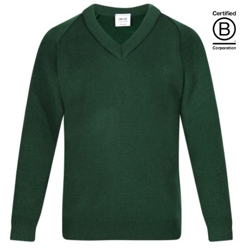 bottle green courtelle acrylic v-neck school jumper
