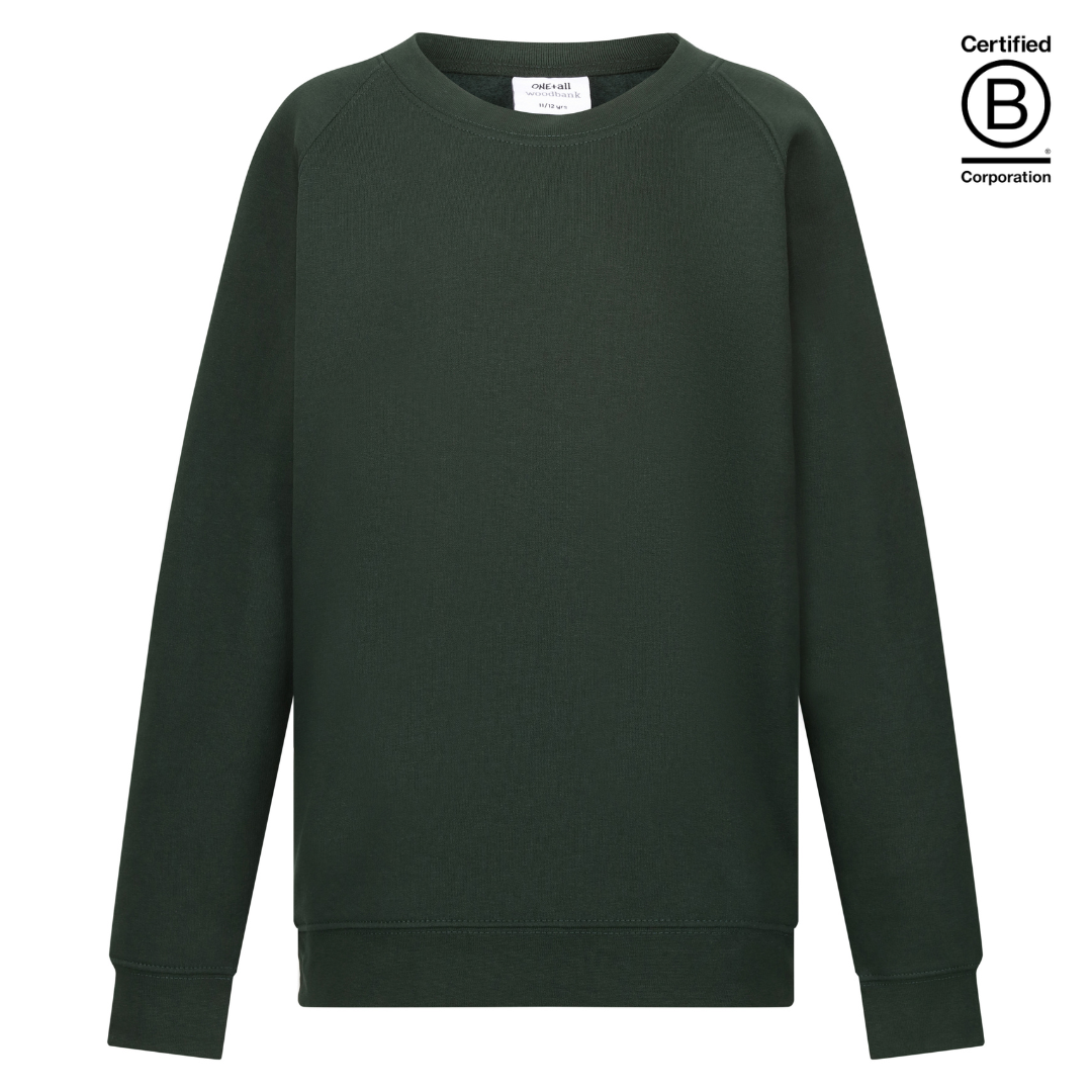 bottle green plain crew round neck school sweatshirt jumper