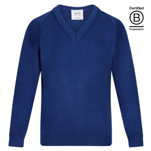 dark blue courtelle acrylic knitted v-neck school jumper