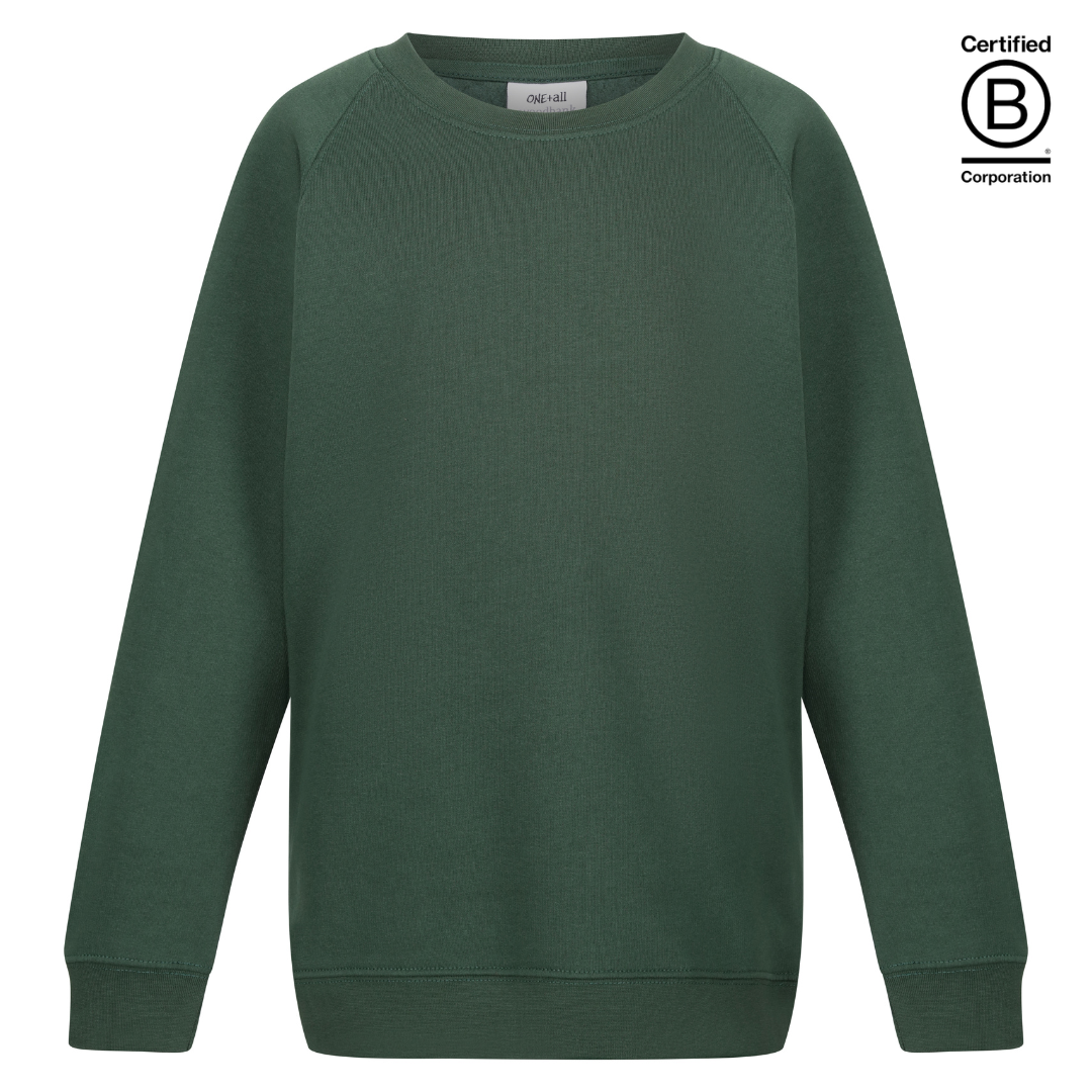green plain crew round neck school sweatshirt jumper