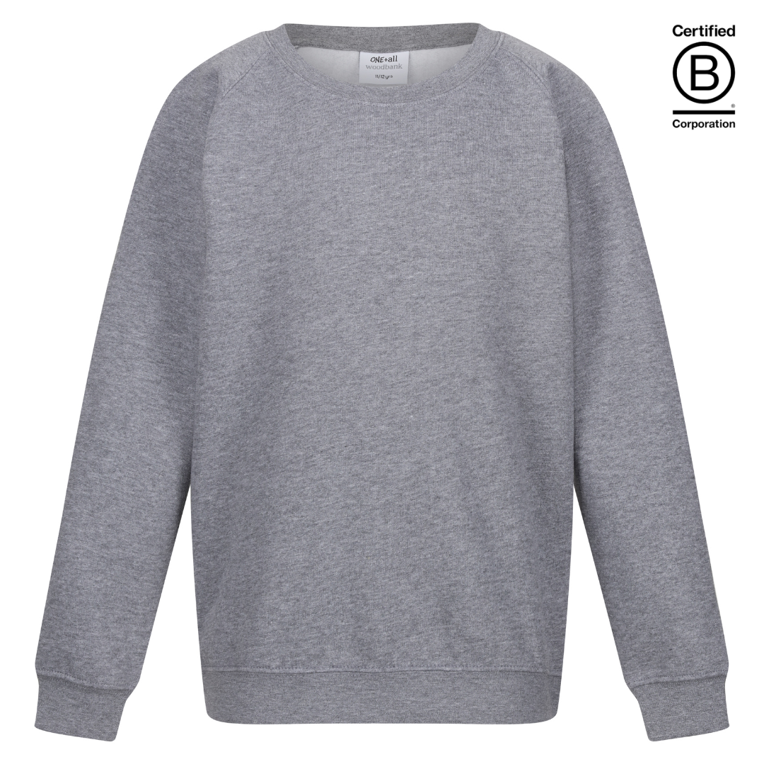 Grey plain crew round neck school sweatshirt jumper
