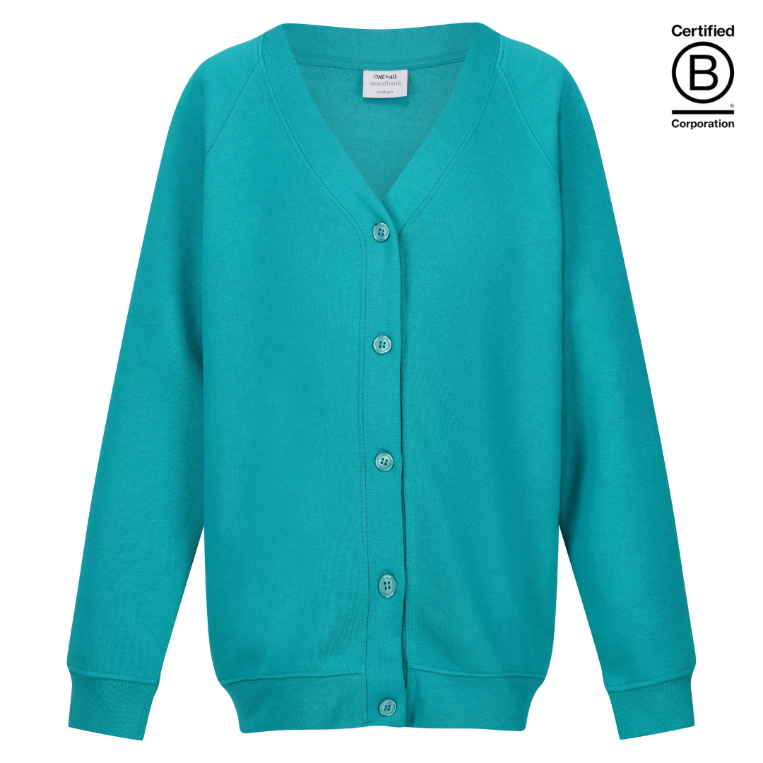 jade green sustainable plain school unisex sweatshirt cardigan
