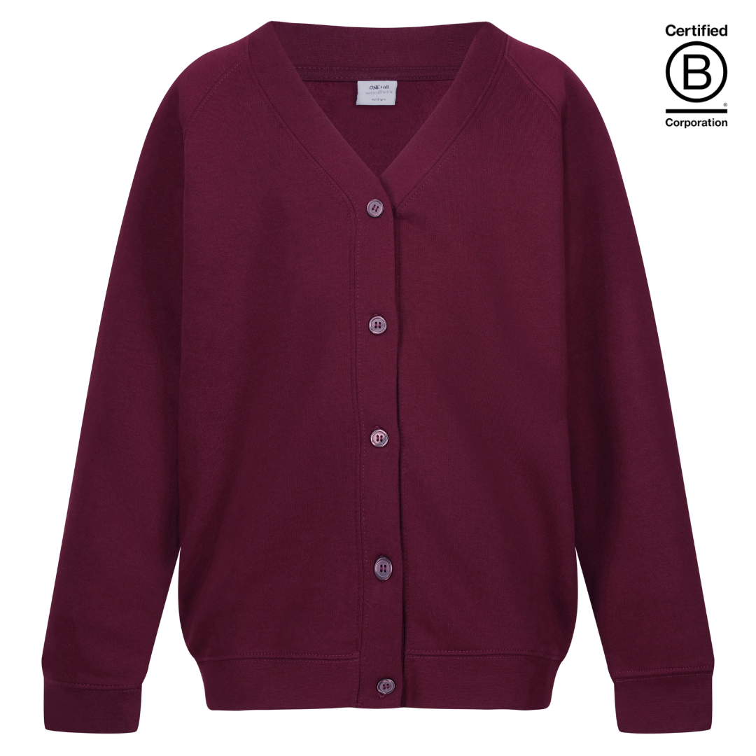 maroon sustainable plain school unisex sweatshirt cardigan
