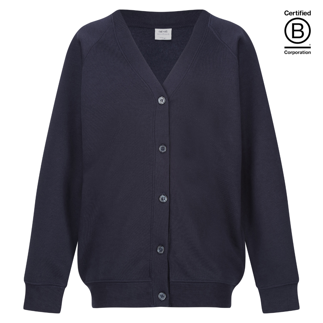 navy blue sustainable plain school unisex sweatshirt cardigan