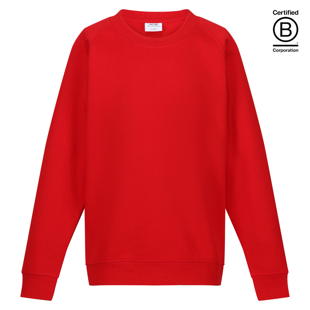 red plain crew round neck school sweatshirt jumper