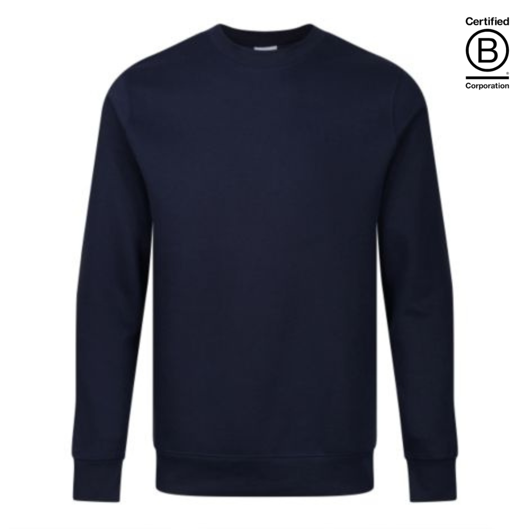 Ethically made navy adult crew neck jumpers / sweatshirts - unisex work uniform