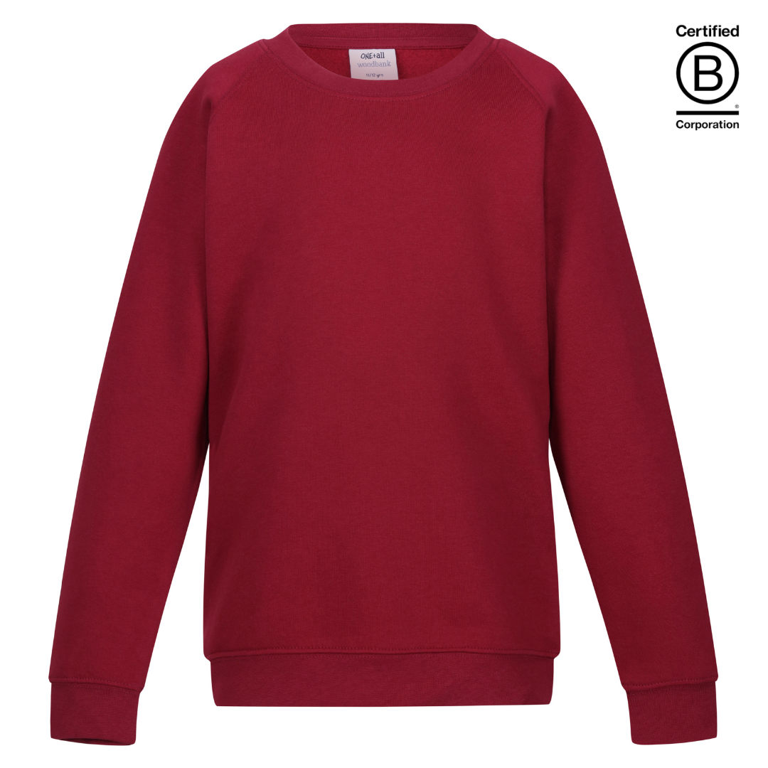 wine burgundy plain crew round neck school sweatshirt jumper