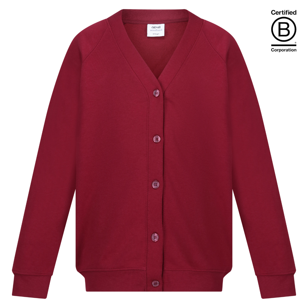 wine burgundy sustainable plain school unisex sweatshirt cardigan