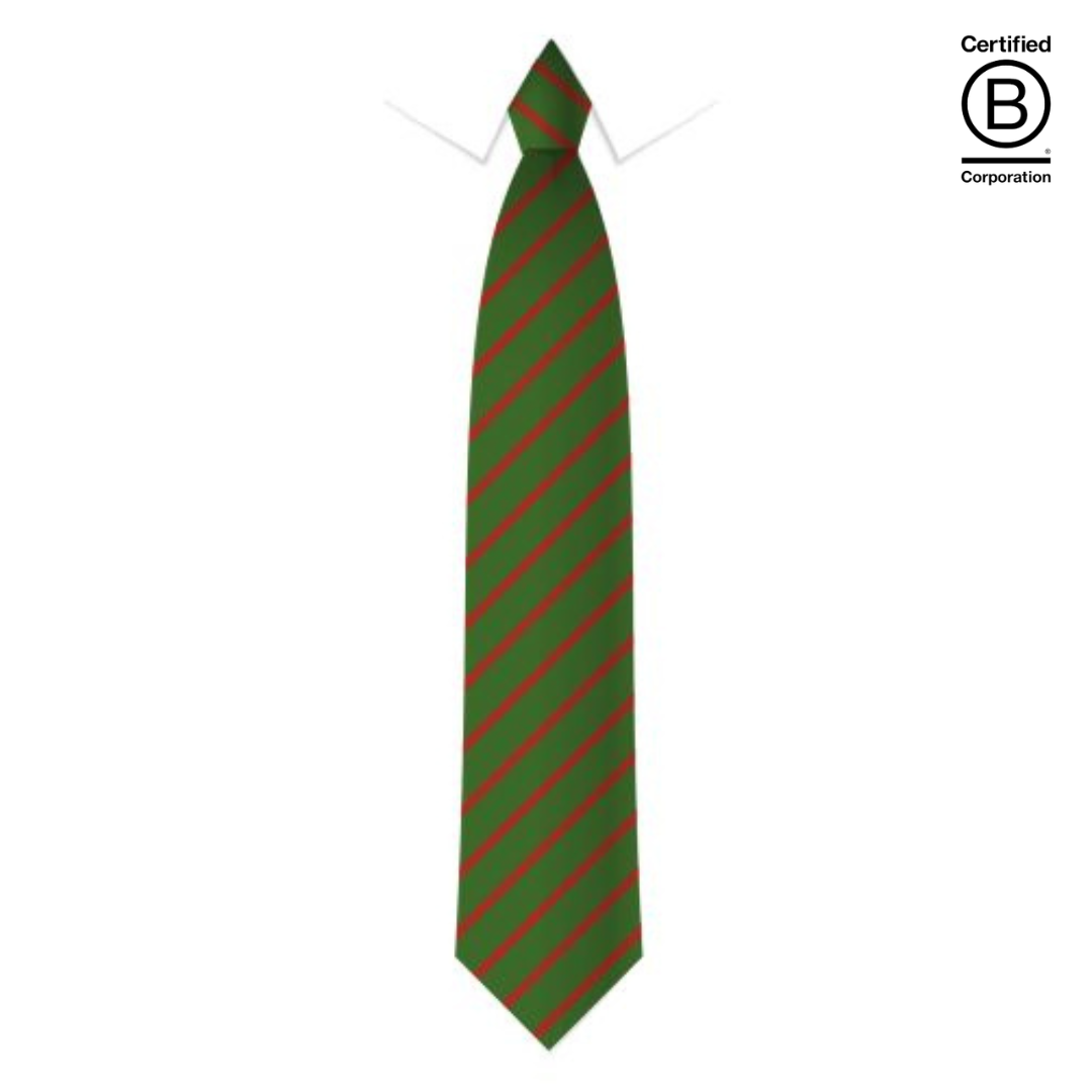 bottle green and red narrow stripe eco recycled sustainable school ties