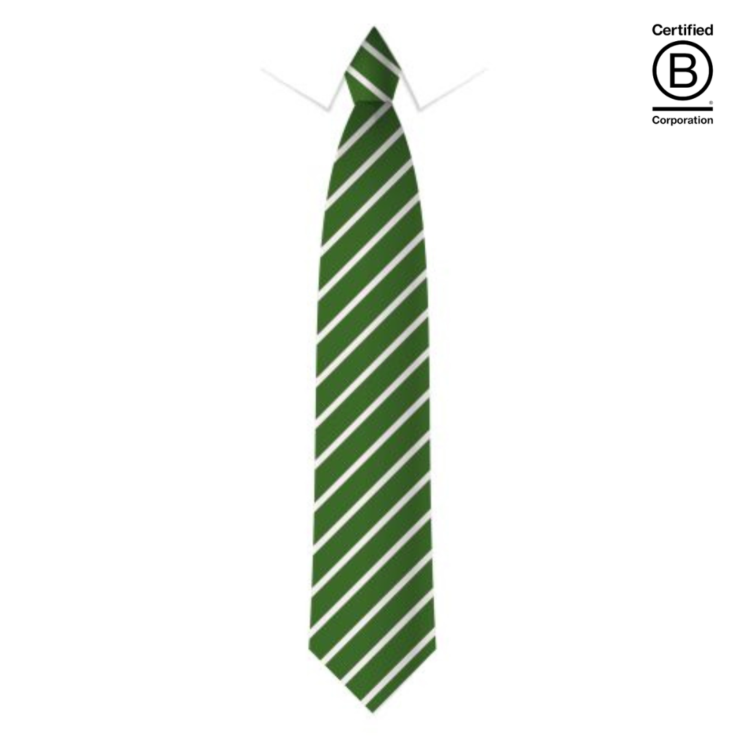 bottle green and white narrow stripe eco recycled sustainable school ties