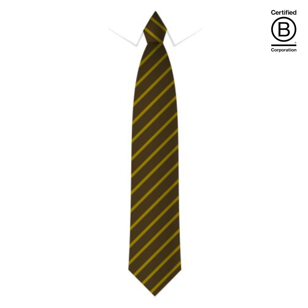 brown and gold narrow stripe eco recycled sustainable school ties