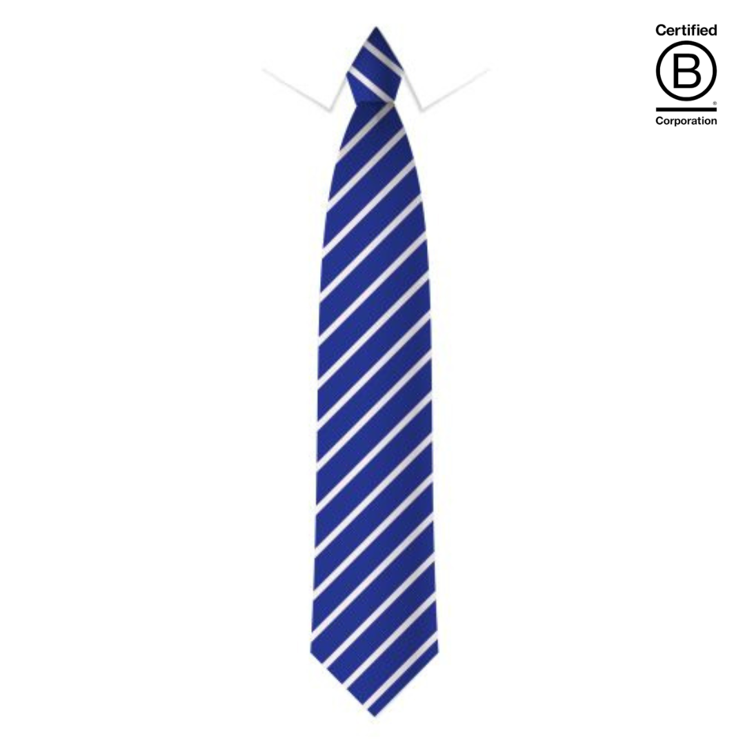 cobalt blue and white narrow stripe eco recycled sustainable school ties