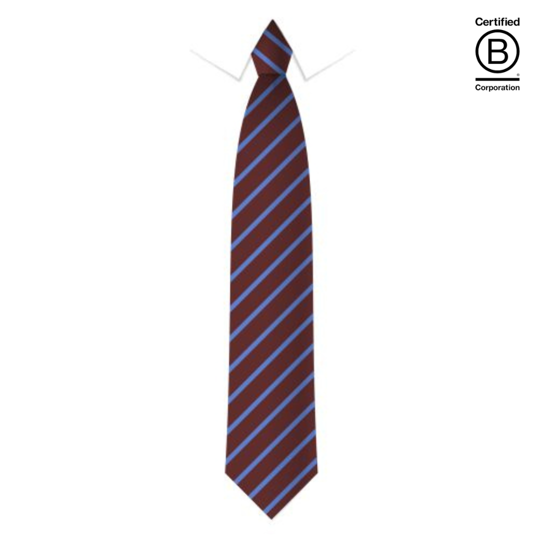 maroon and blue narrow stripe eco recycled sustainable school ties