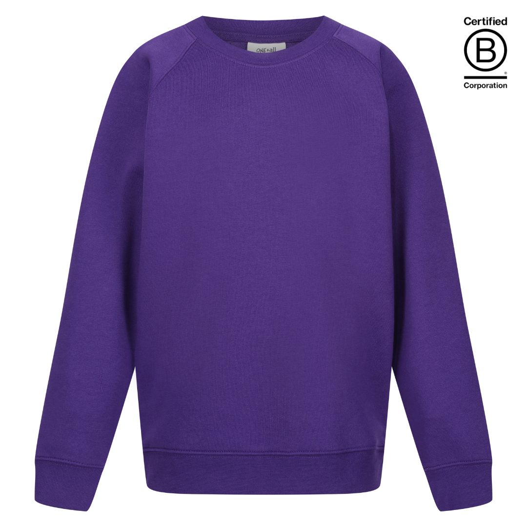 purple plain crew round neck school sweatshirt jumper