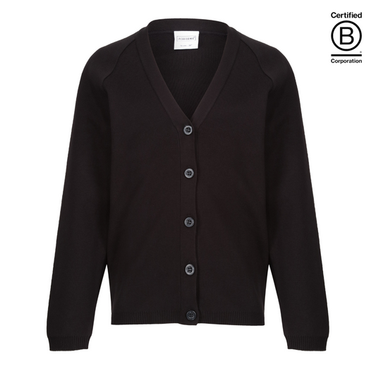 Black Performa 50 plain sustainable gender neutral unisex school cardigan - ethical school uniform