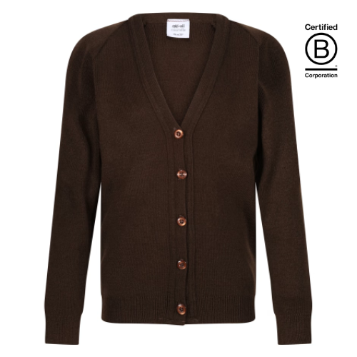 Brown courtelle acrylic school cardigan