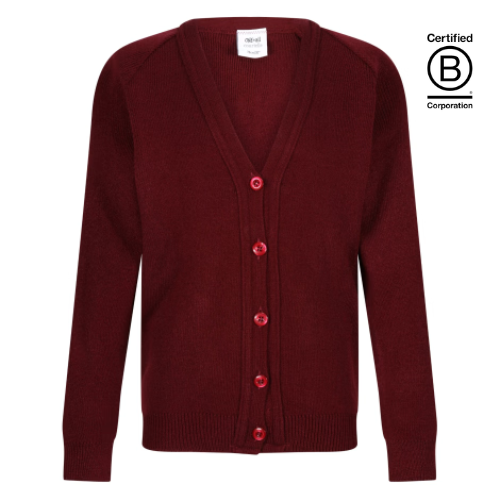 Burgundy courtelle acrylic school cardigan