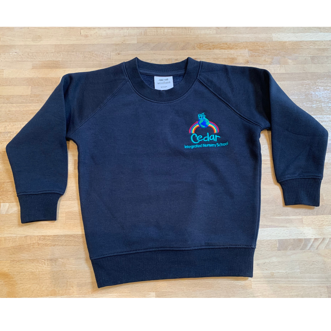Cedar Integrated Nursery crossgar navy embroidered jumper / sweatshirt