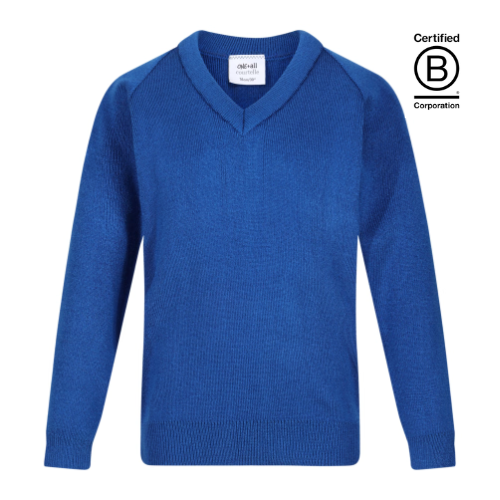 Plain Courtelle knitted v-neck school pullover