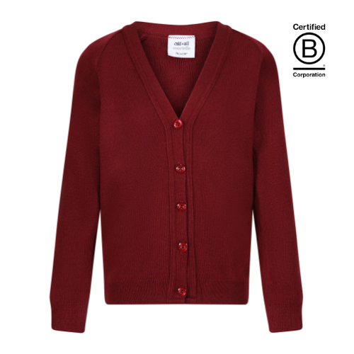 Maroon courtelle acrylic school cardigan