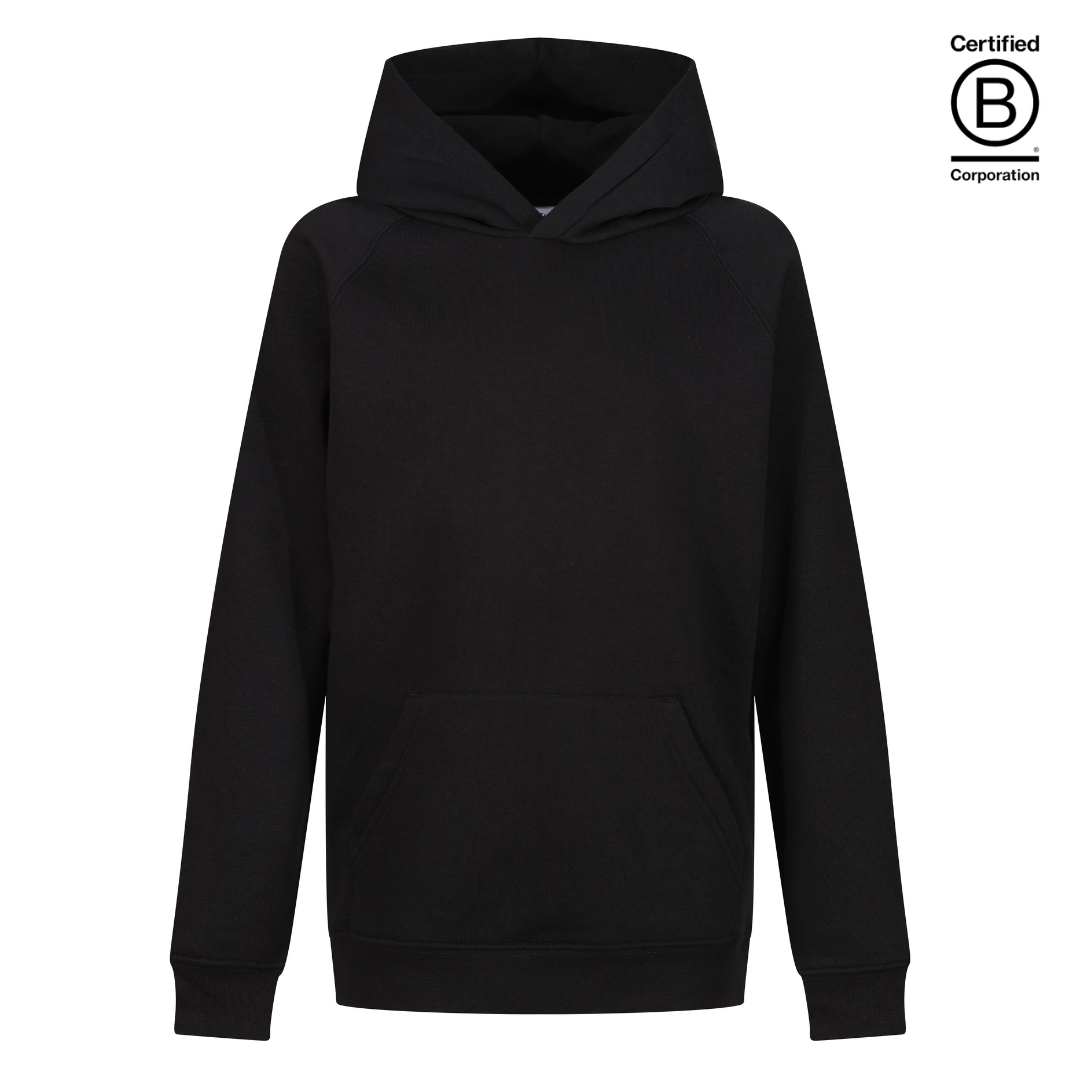 Plain black B Corp Certified sustainable school hoodies - ethical school uniform