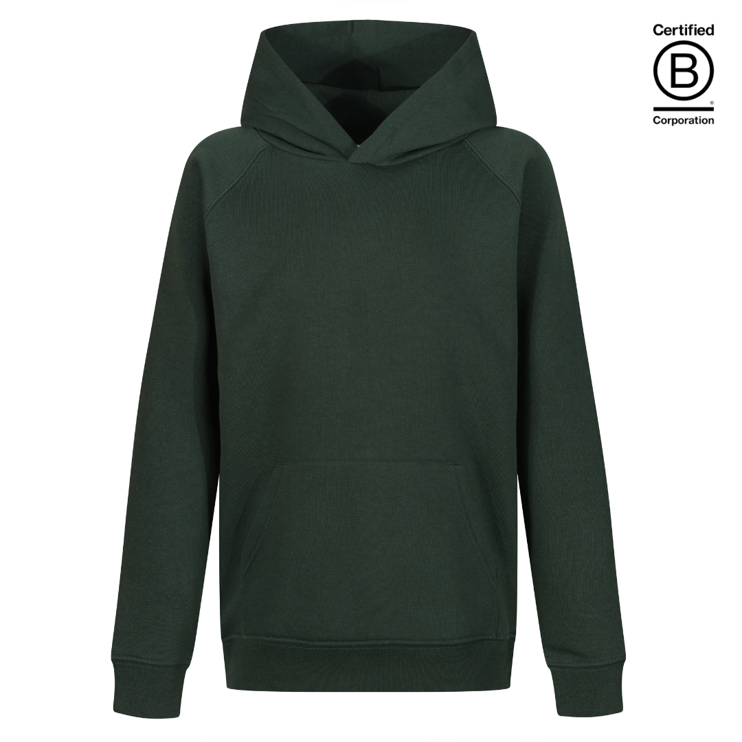 Plain bottle green B Corp Certified sustainable school hoodies - ethical school uniform