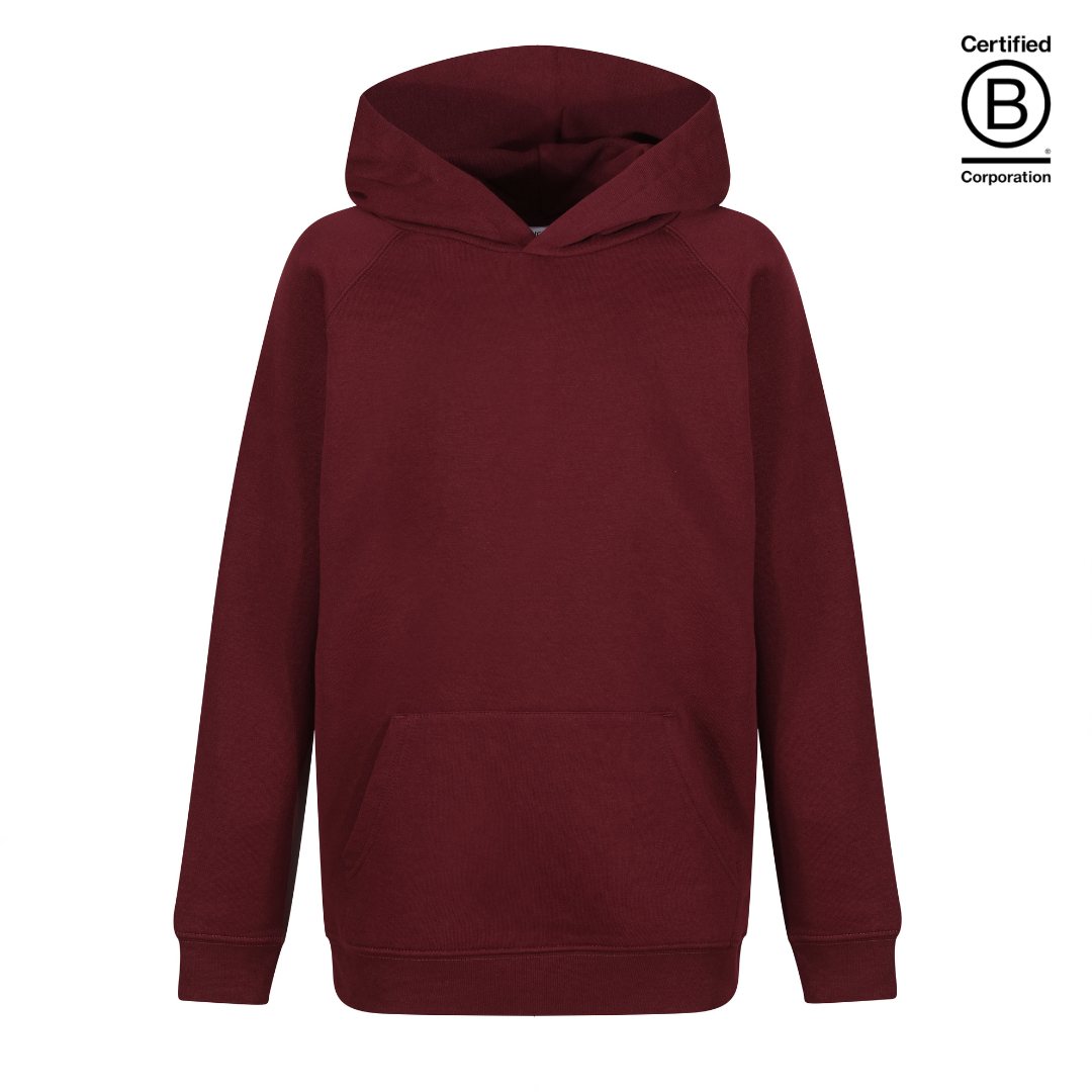 Plain maroon B Corp Certified sustainable school hoodies - ethical school uniform
