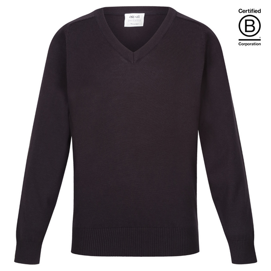 Plain navy lightweight 50/50 school jumper sustainable v-neck Performa 25 school pullover