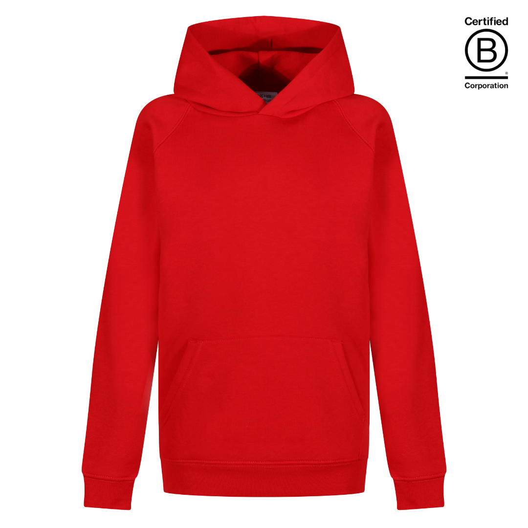 Plain red B Corp Certified sustainable school hoodies - ethical school uniform