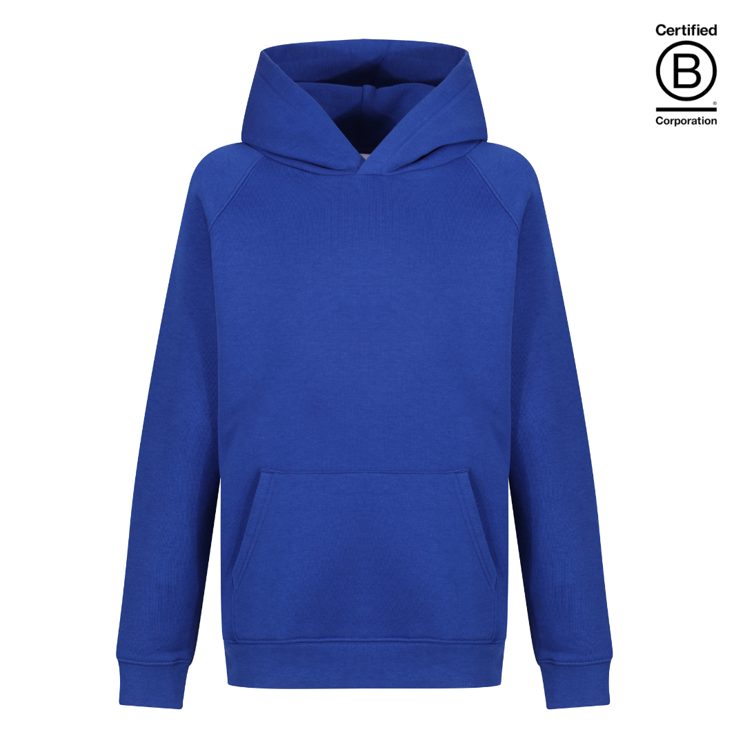 Plain royal blue B Corp Certified sustainable school hoodies - ethical school uniform
