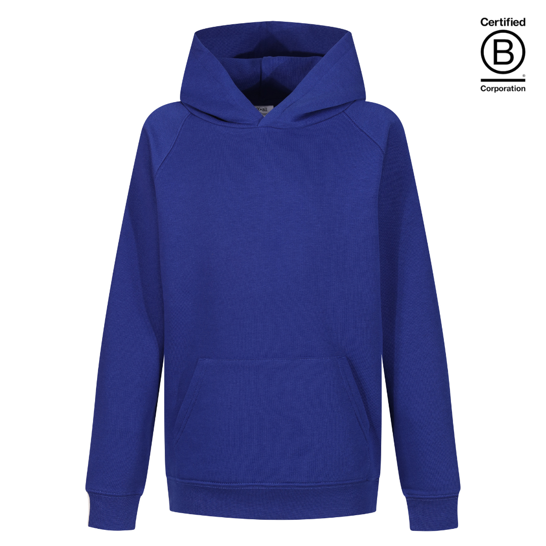 Plain sapphire blue B Corp Certified sustainable school hoodies - ethical school uniform