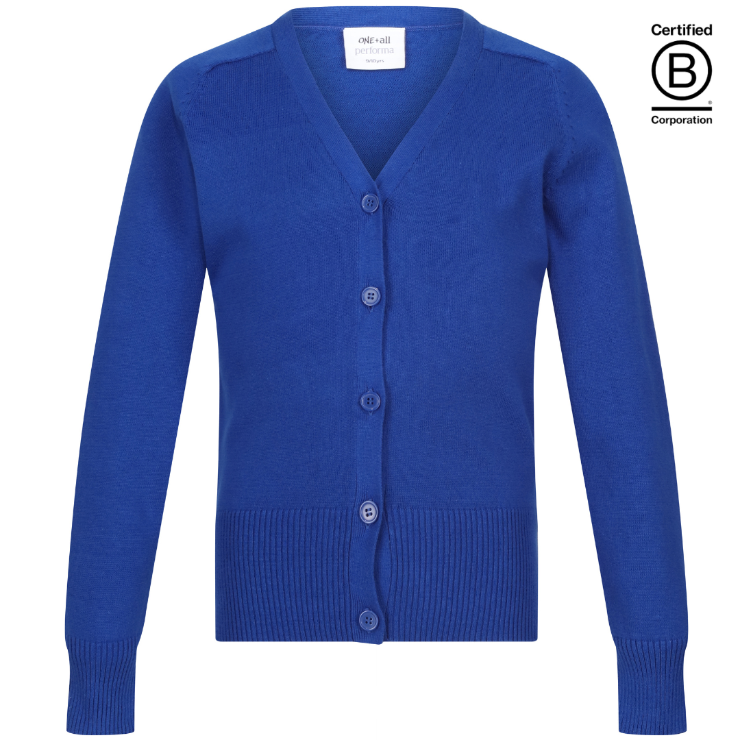 Royal blue Girls Performa 100% Cotton Plain sustainable School Cardigan - ethical school uniform