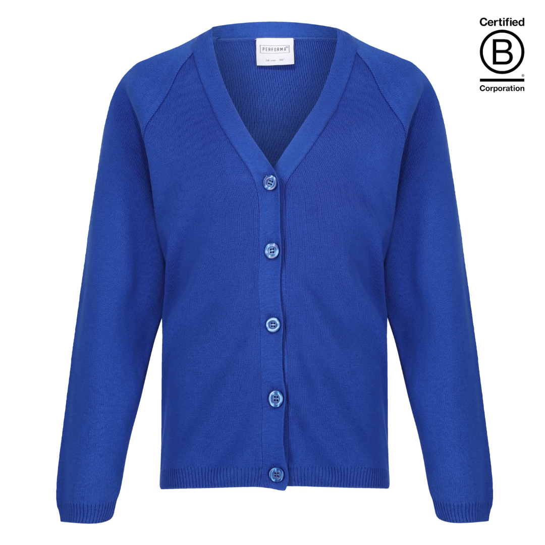 Royal blue Performa 50 plain sustainable gender neutral unisex school cardigan - ethical school uniform