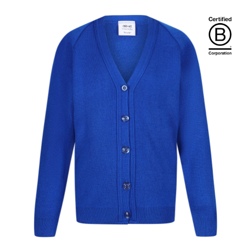 Royal blue courtelle acrylic school cardigan