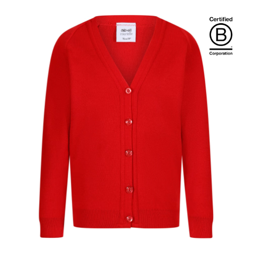 Scarlet red courtelle acrylic school cardigan