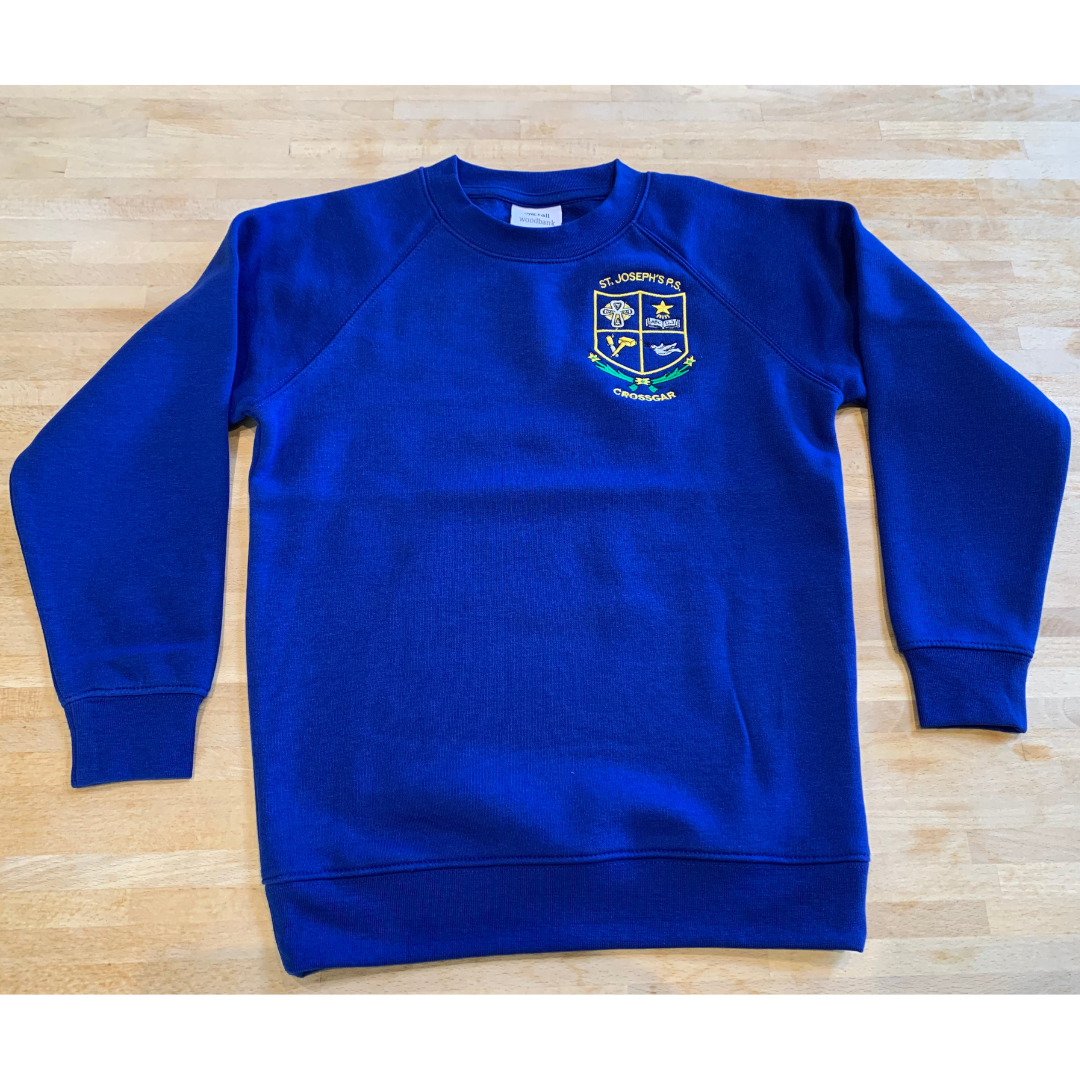 St Joseph's Primary School Crossgar royal blue school jumper - ethical school uniform