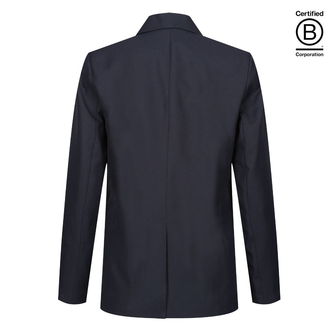 Unisex gender neutral navy school suit jacket back - ethical school uniform