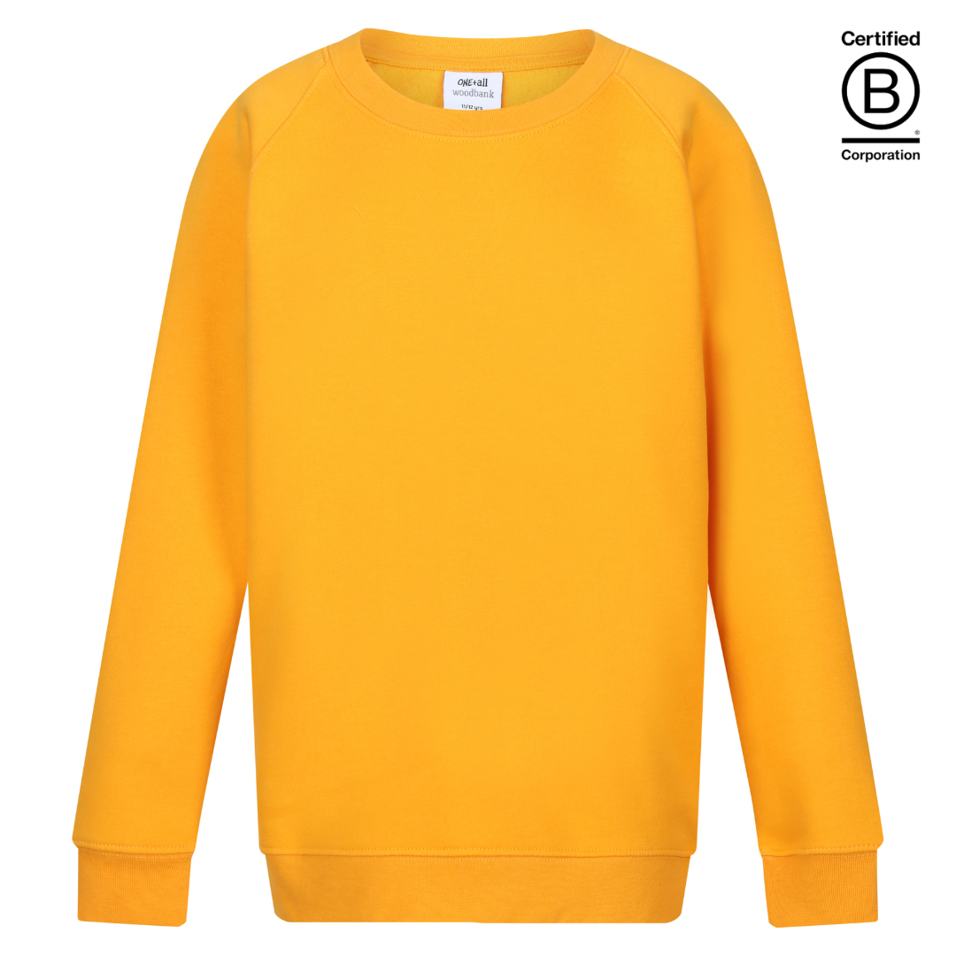 amber yellow sustainable plain crew round neck school sweatshirt jumper